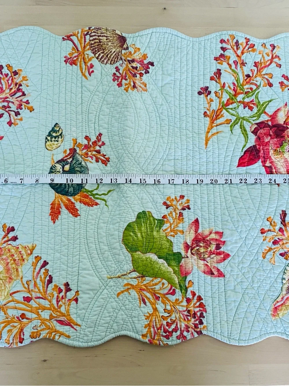 Light Blue Floral Seashell Quilt  Bedding pillowcase finish size 20x26”